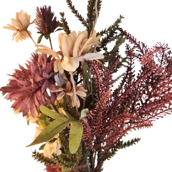 Hand Tied Artificial Flower Bouquet With Burgundy Purple Cream and Green Tones - Picture 8 of 15